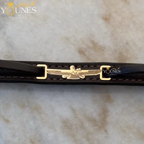 دستبند طلا فروهر چرم مردانه اهورا مزدا